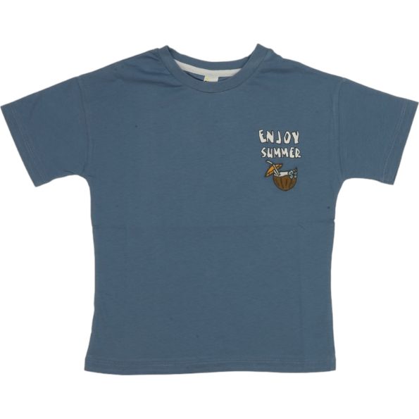 G24-1804 Wholesale Boys Kids T-Shirt 6-9Y Enjoy Summer Print navy blue