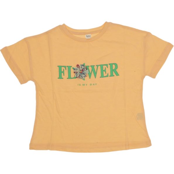 LR23-9154 Wholesale Girls Kids T-Shirt 10-13Y Flower Print orange