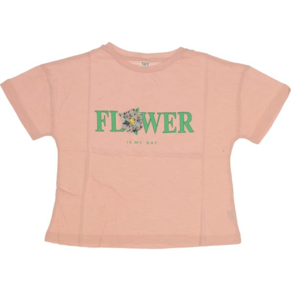 LR23-9154 Wholesale Girls Kids T-Shirt 10-13Y Flower Print powder