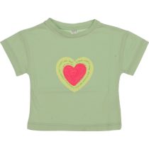 LR24-1955 Wholesale Girls Kids T-Shirt 2-5Y Heart Embroidery Green