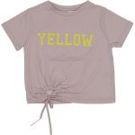 LR24-2011 Wholesale Girls Kids T-Shirt 6-9Y Yellow Print dried rose