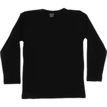 003 Wholesale Kids Long Sleeve Cotton Solid Color T-Shirt 5-8Y Black