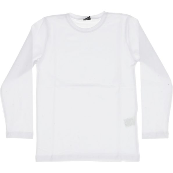 004 Wholesale Kids Long Sleeve Cotton Solid Color T-Shirt 9-12Y white