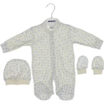 0058 Wholesale Baby Romper 3-6M With Hat and Gloves ecru