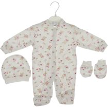 0059 Wholesale Baby Romper 3-6M With Hat and Gloves ecru