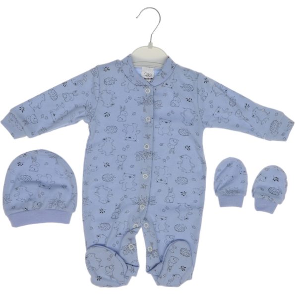 0086 Wholesale Baby Romper 3-6M With Hat and Gloves blue