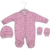 0086 Wholesale Baby Romper 3-6M With Hat and Gloves pink