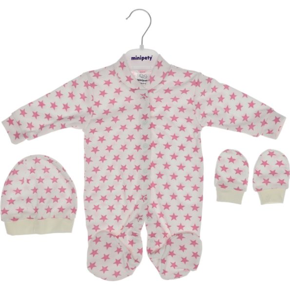 0087 Wholesale Baby Romper 3-6M With Hat and Gloves light pink