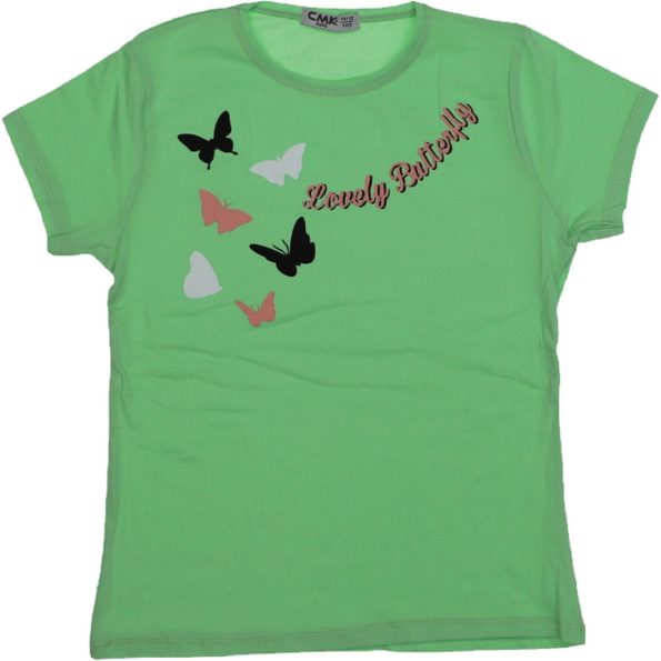 180150 Wholesale Girls Kids T Shirt 3 12Y Butterfly Print green
