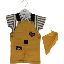 2023106 Wholesale Toddler Babies 3-Piece Salopet Set 6-18M mustard