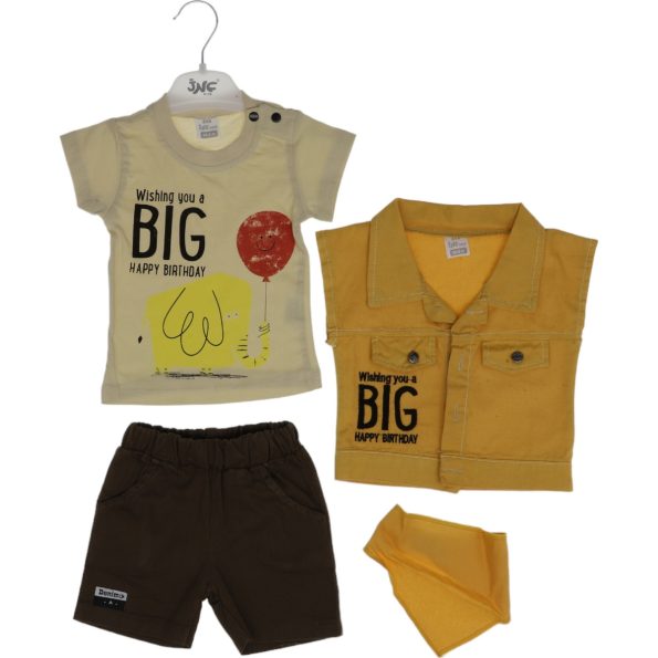 202385 Wholesale Toddler Babies 4-Piece Suit Set 6-18M mustard