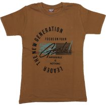 202426 Wholesale Boys Kids T-Shirt 5-8Y Goals Print brown