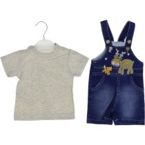 2291 Wholesale Toddler Babies 2-Piece Denim Salopet and T-Shirt Set 6-18M 2