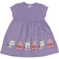 2316 Wholesale Girls Kids Dress 2-5Y Cat and Ice Cream Print purple