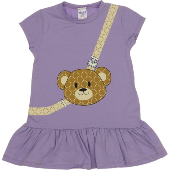 2406 Wholesale Girls Kids Dress 2-5Y Teddy Bear Print purple