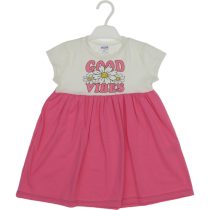 2408 Wholesale Girls Kids Dress 2-5Y Good Vibes Print fuchsia
