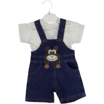 2460 Wholesale Toddler Babies 2-Piece Denim Salopet and T-Shirt Set 6-18M