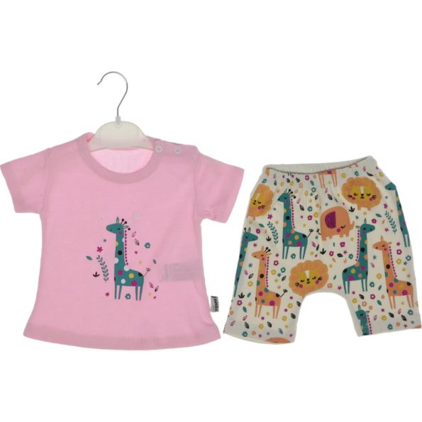 2494 Wholesale 2-Piece Toddler Babies Set 9-24M Giraffe Print Pink