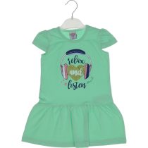 2568 Wholesale Girls Kids Dress 2-5Y Relax and Listen Print green