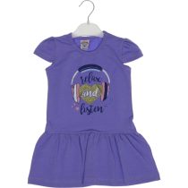 2568 Wholesale Girls Kids Dress 2-5Y Relax and Listen Print purple