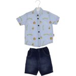 2592 Wholesale Baby Boys 2-Piece Shirt And T-Shirt Set 6-18M light blue
