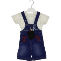 2613 Wholesale Toddler Babies 2-Piece Denim Salopet and T-Shirt Set 6-18M 2