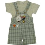 2618 Wholesale Toddler Babies 2-Piece Plaid Salopet and T-Shirt Set 6-18M grey