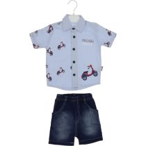 2629 Wholesale Baby Boys 2-Piece Shirt And T-Shirt Set 6-18M light blue