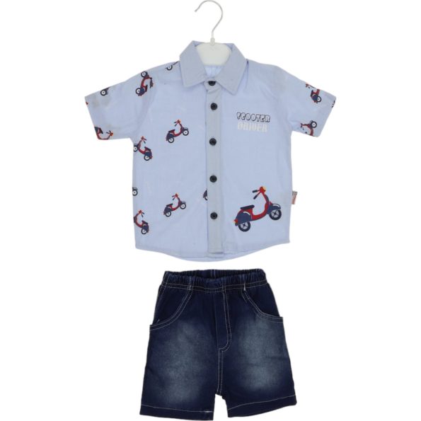 2629 Wholesale Baby Boys 2-Piece Shirt And T-Shirt Set 6-18M light blue