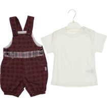 2659 Wholesale Toddler Babies 2-Piece Plaid Salopet and T-Shirt Set 6-18M burgundy