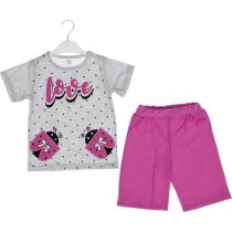 3031 Wholesale Girls Kids 2-Piece Set 2-5Y Love Print pink