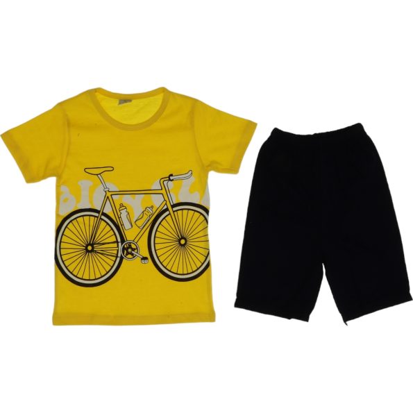 3063 Wholesale Boys Kids 2-Piece Set 5-8Y Bicycle Print yellow