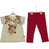 3080 Wholesale 2-Piece Girls Kids Leggings and T-shirt Set 3-6Y Flowers Print fuchsia