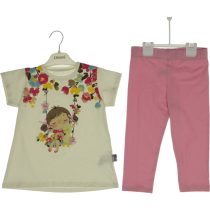 3080 Wholesale 2-Piece Girls Kids Leggings and T-shirt Set 3-6Y Flowers Print pink