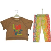 3083 Wholesale 2-Piece Girls Kids Leggings and T-shirt Set 3-6Y brown