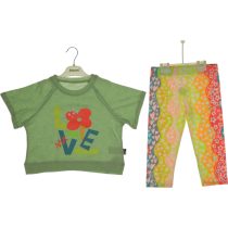 3083 Wholesale 2-Piece Girls Kids Leggings and T-shirt Set 3-6Y green