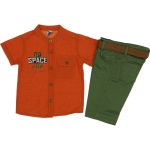 3105 Wholesale Boys Kids 2-Piece Shirt and Capri Set 6-9Y brick