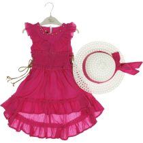 4068 Wholesale Girls 2-Piece Dress Set with Hat 2-5Y fuchsia