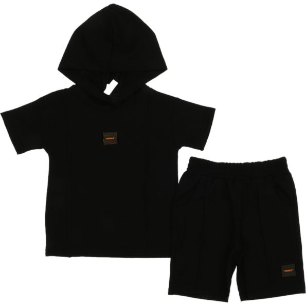 51023 Wholesale Boys Kids 2-Piece Hooded Set 5-8Y black