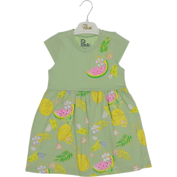 6725 Wholesale Girls Kids Dress 3-6Y Fruits Print green