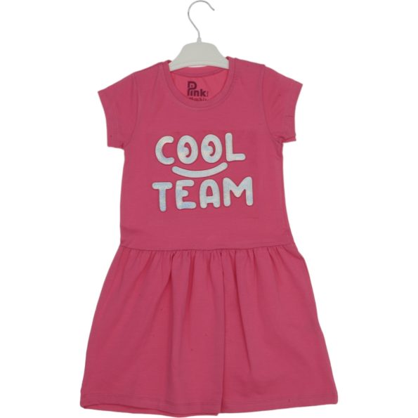 6762 Wholesale Girls Kids Dress 3-6Y Cool Team Print fuchsia