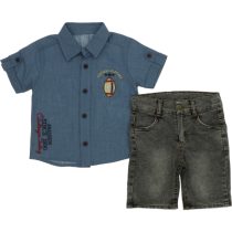 6987 Wholesale 2-Piece Boys Short and Shirt Set 1-4Y navy blue