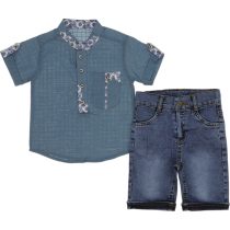 6988 Wholesale 2-Piece Boys Capri and Shirt Set 1-4Y blue