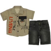 6990 Wholesale 2-Piece Boys Capri and Shirt Set 1-4Y beige