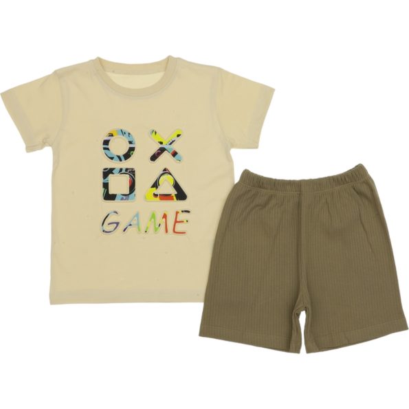 835 Wholesale 2-Piece Boys Kids Short and T-shirt Set 2-5Y beige