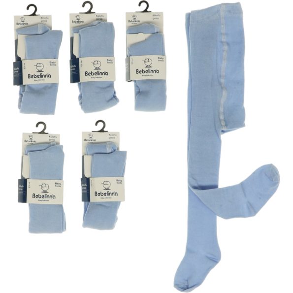 Wholesale 6-Piece Unisex Kids Cotton Tights blue