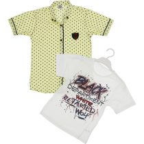 Wholesale Shirt and T-shirt Set For Young Boys 3-7Y YELLOW