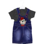 Wholesale Toddler Babies 2-Piece Denim Salopet and T-Shirt Set 6-18M 1