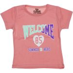 180010 Wholesale Girls Kids T-Shirt 3-12Y Welcome Print orange