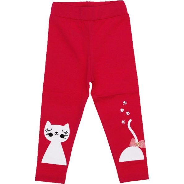 80327 Wholesale Girls Kids Leggings 1 4Y Cat Print red